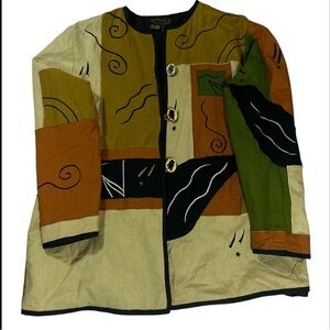Alex Kim Vintage Wearable Art Patchwork Jacket | Missy Medium | Boho Artsy Rare